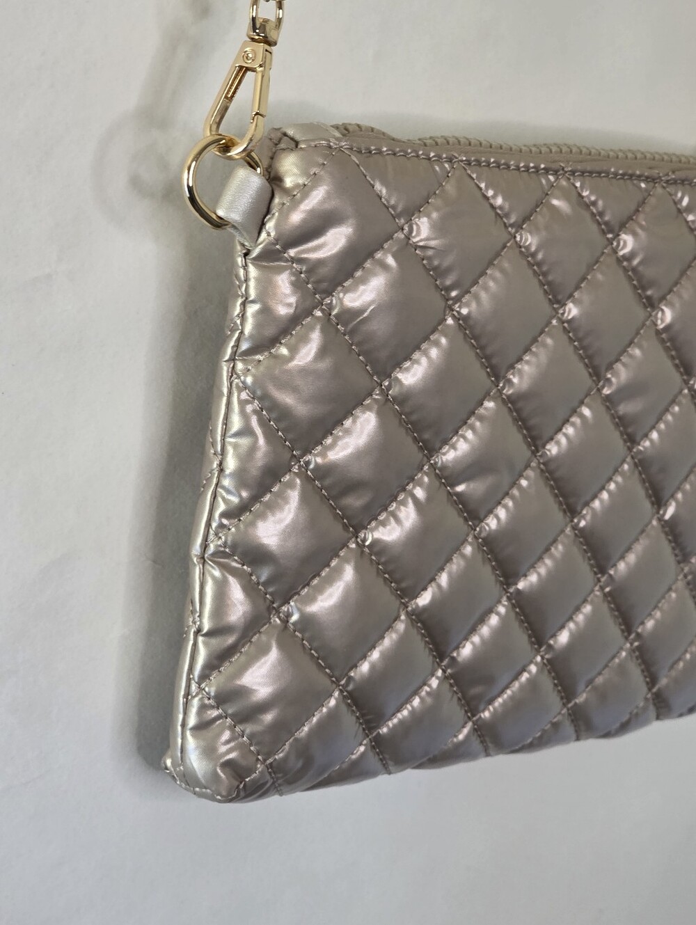 Lemonbella Quilted Chain Strap Bag Small Crossbody Removable Strap Neutral - Picture 4 of 14
